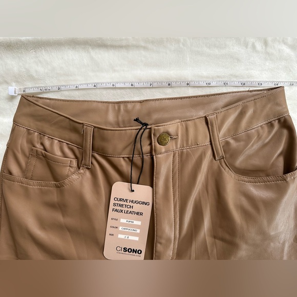 Ci Sono Faux Leather Curve Stretch Pants Size 11 Cappuccino - Picture 8 of 8